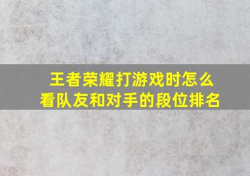 王者荣耀打游戏时怎么看队友和对手的段位排名