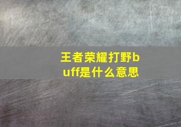 王者荣耀打野buff是什么意思