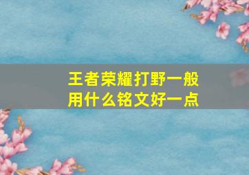 王者荣耀打野一般用什么铭文好一点