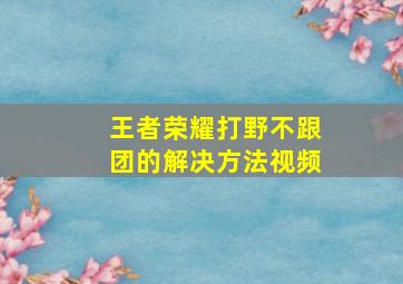 王者荣耀打野不跟团的解决方法视频