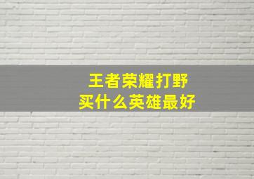 王者荣耀打野买什么英雄最好