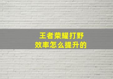 王者荣耀打野效率怎么提升的