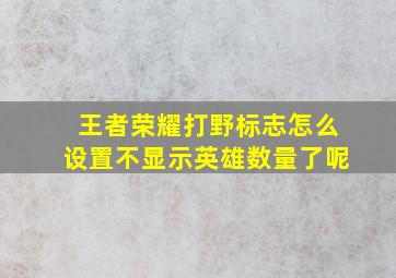 王者荣耀打野标志怎么设置不显示英雄数量了呢