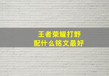 王者荣耀打野配什么铭文最好