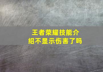 王者荣耀技能介绍不显示伤害了吗