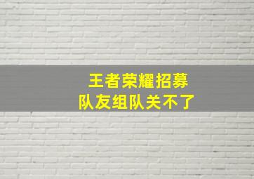 王者荣耀招募队友组队关不了