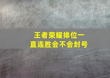 王者荣耀排位一直连胜会不会封号