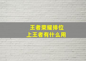 王者荣耀排位上王者有什么用