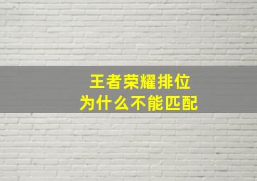 王者荣耀排位为什么不能匹配