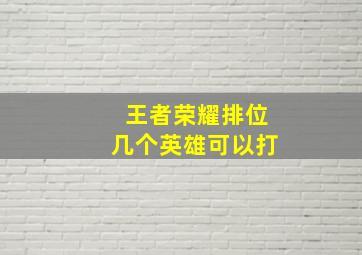 王者荣耀排位几个英雄可以打