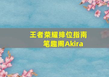 王者荣耀排位指南笔趣阁Akira