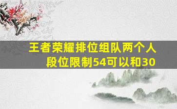 王者荣耀排位组队两个人段位限制54可以和30