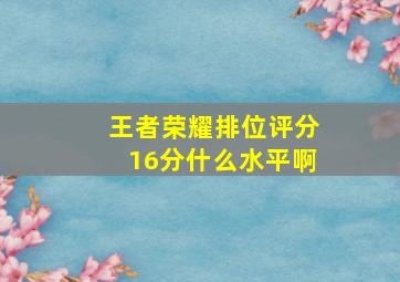 王者荣耀排位评分16分什么水平啊