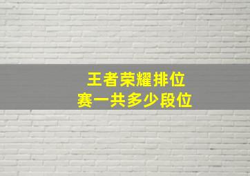 王者荣耀排位赛一共多少段位