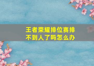 王者荣耀排位赛排不到人了吗怎么办