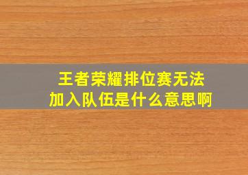 王者荣耀排位赛无法加入队伍是什么意思啊