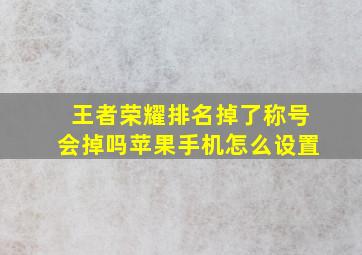 王者荣耀排名掉了称号会掉吗苹果手机怎么设置