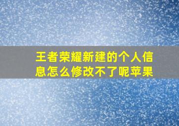 王者荣耀新建的个人信息怎么修改不了呢苹果