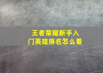 王者荣耀新手入门英雄排名怎么看