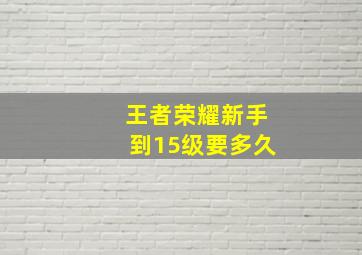 王者荣耀新手到15级要多久