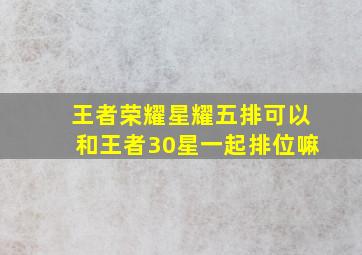 王者荣耀星耀五排可以和王者30星一起排位嘛