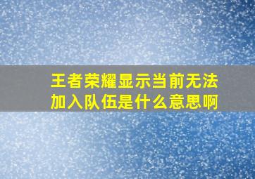 王者荣耀显示当前无法加入队伍是什么意思啊