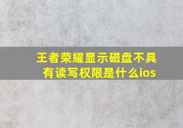 王者荣耀显示磁盘不具有读写权限是什么ios