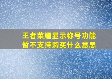 王者荣耀显示称号功能暂不支持购买什么意思