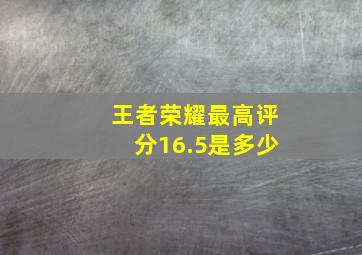 王者荣耀最高评分16.5是多少