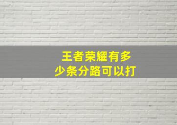 王者荣耀有多少条分路可以打