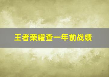 王者荣耀查一年前战绩