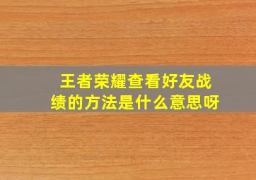 王者荣耀查看好友战绩的方法是什么意思呀