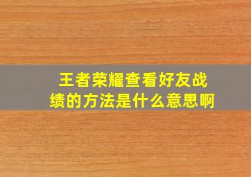 王者荣耀查看好友战绩的方法是什么意思啊