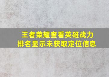 王者荣耀查看英雄战力排名显示未获取定位信息