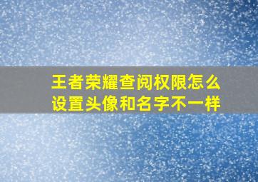 王者荣耀查阅权限怎么设置头像和名字不一样