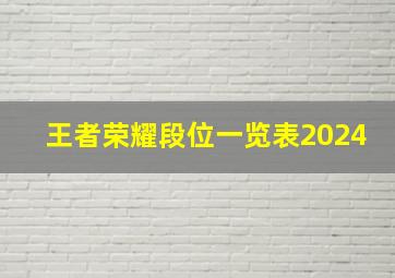 王者荣耀段位一览表2024