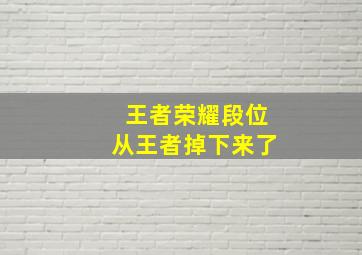 王者荣耀段位从王者掉下来了