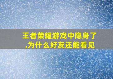 王者荣耀游戏中隐身了,为什么好友还能看见