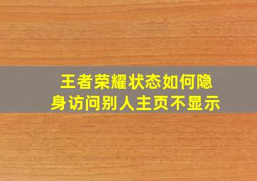 王者荣耀状态如何隐身访问别人主页不显示