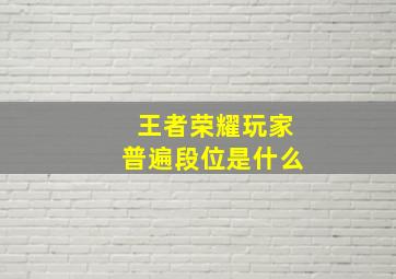 王者荣耀玩家普遍段位是什么