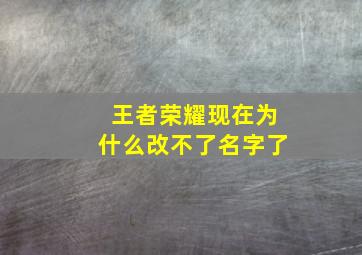 王者荣耀现在为什么改不了名字了