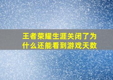 王者荣耀生涯关闭了为什么还能看到游戏天数