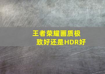 王者荣耀画质极致好还是HDR好