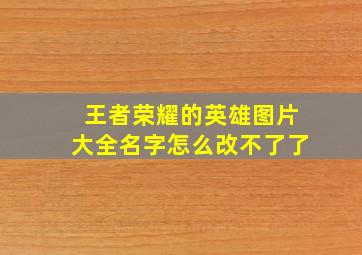 王者荣耀的英雄图片大全名字怎么改不了了