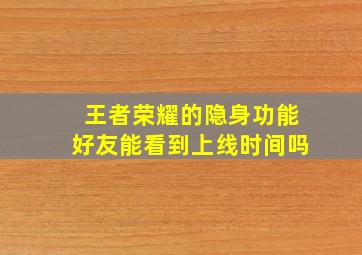 王者荣耀的隐身功能好友能看到上线时间吗