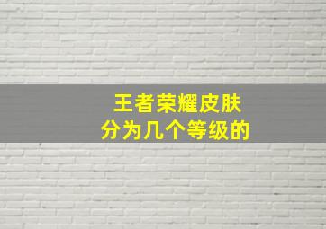 王者荣耀皮肤分为几个等级的