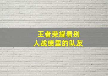 王者荣耀看别人战绩里的队友