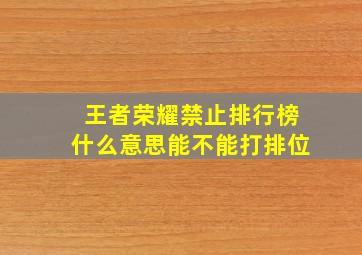 王者荣耀禁止排行榜什么意思能不能打排位