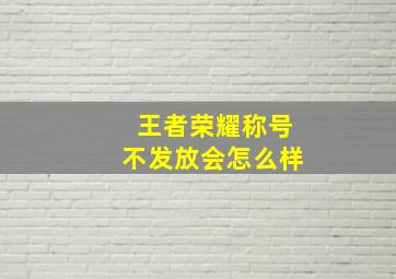 王者荣耀称号不发放会怎么样