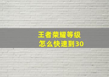 王者荣耀等级怎么快速到30